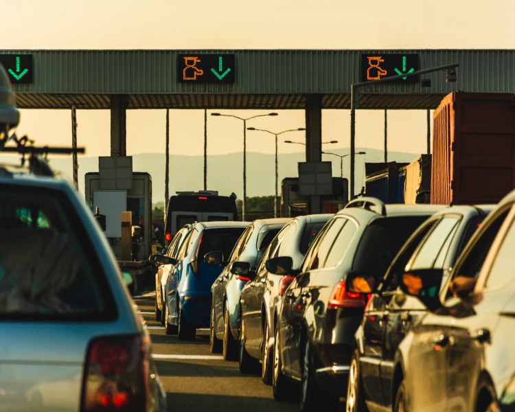 busy toll booths