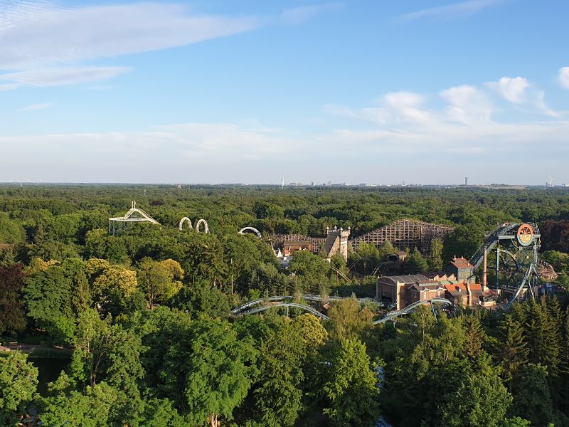 view of several roller coasters in Efteling